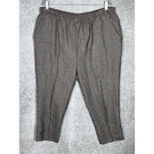 Briggs New York Pants Womens Size 22W Brown Plaid Elastic Waist Pockets USA Made